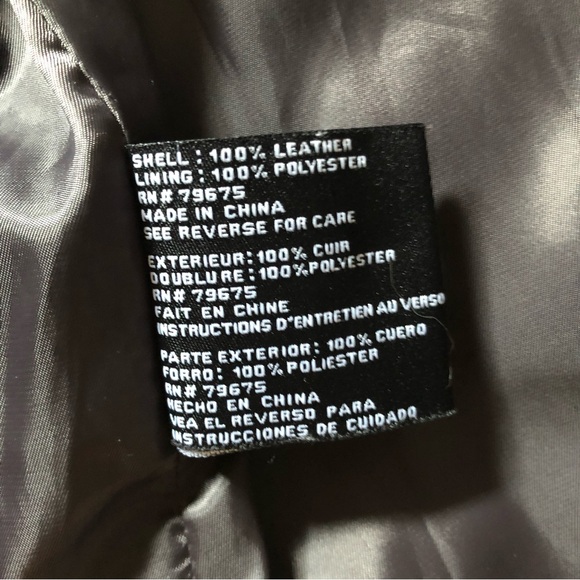 Michael Kors grey leather moto jacket - Picture 5 of 7